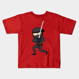 Cute Kawaii Ninja Warrior with Samurai Sword Kids T-Shirt
